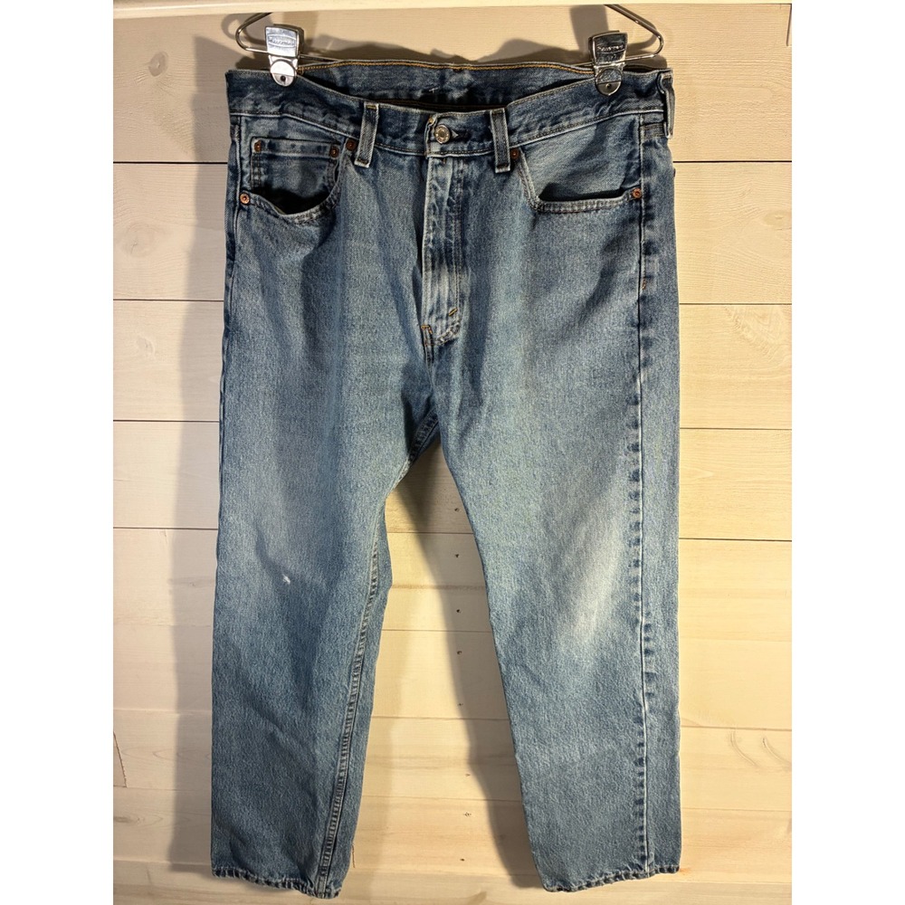 Levis 505 Regular Fit Straight Leg Jeans Mens 30x32 Light Wash Blue Denim
